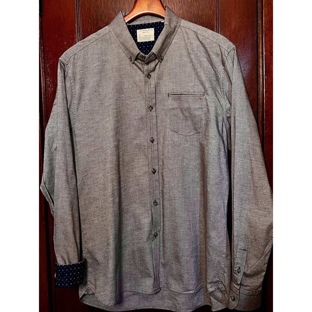 7 DIAMONDS PURPLE GRAY W FLECKS OF COLOR COTTON STRETCH SHIRT SIZE XL SLIM FIT